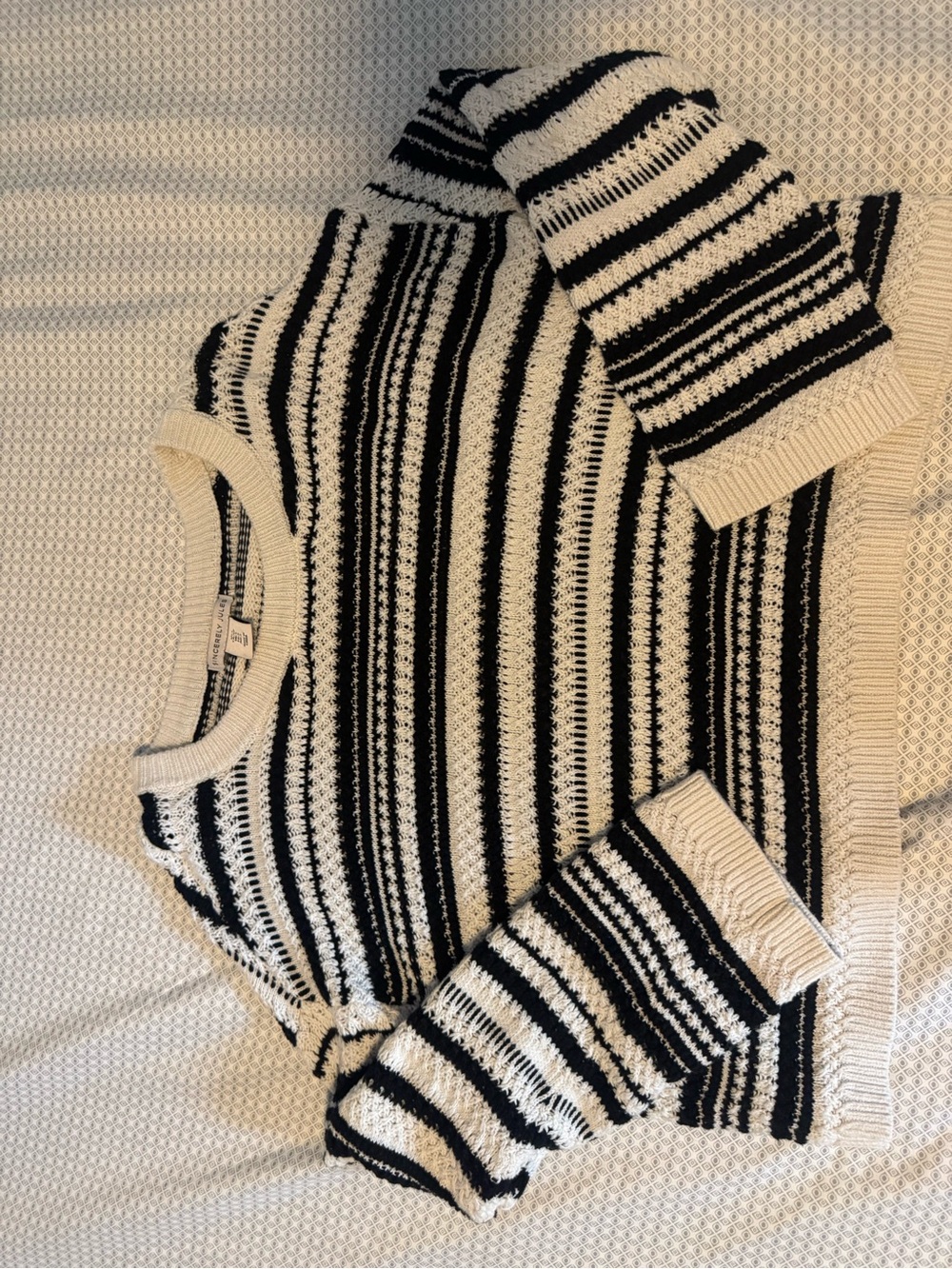 Sincerely Jules Black & Cream Striped Crewneck Sweater